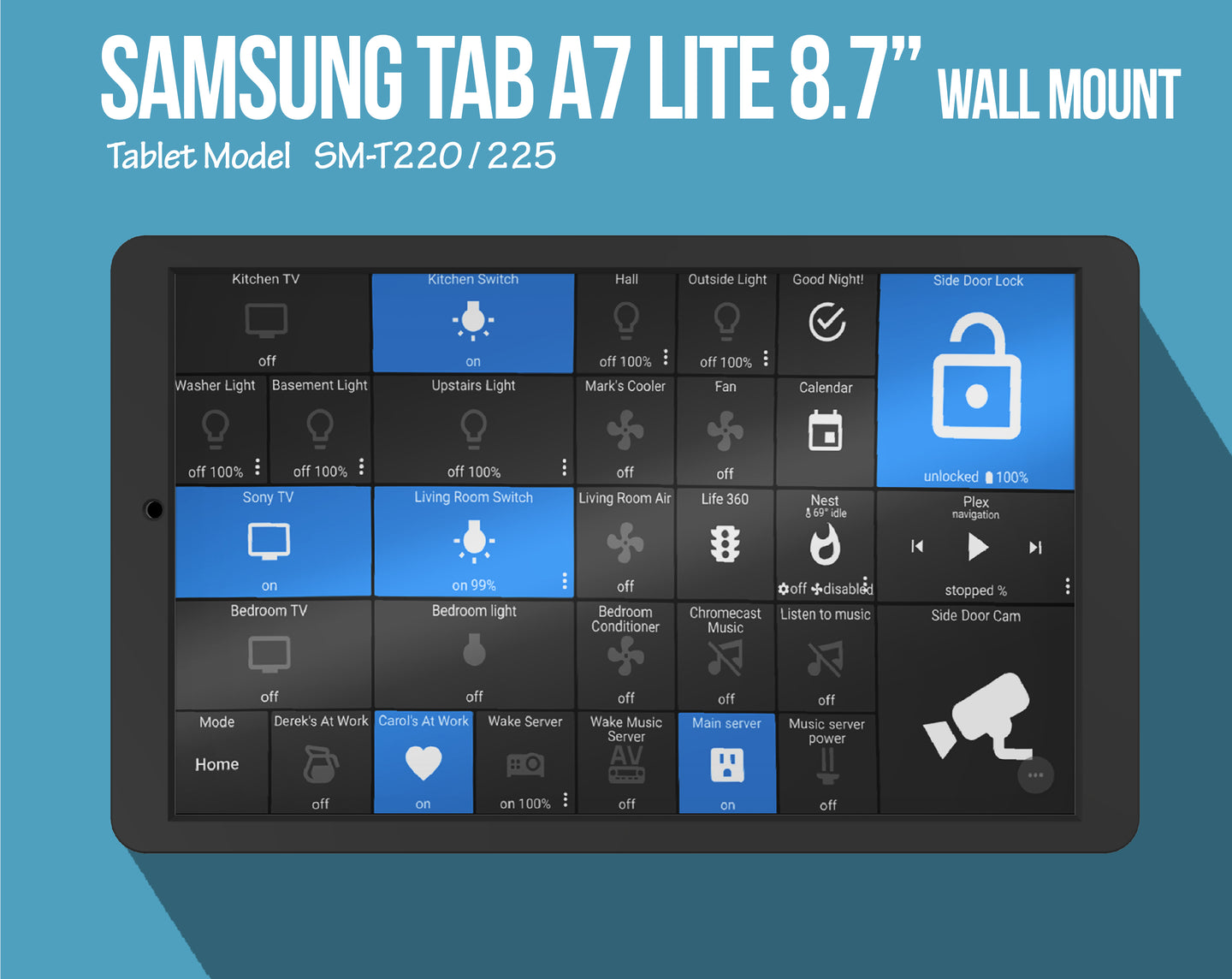 Samsung Tab A7 Lite 8.7 Tablet ( SM-T220 / 225 ) Wall Mount – BLACK