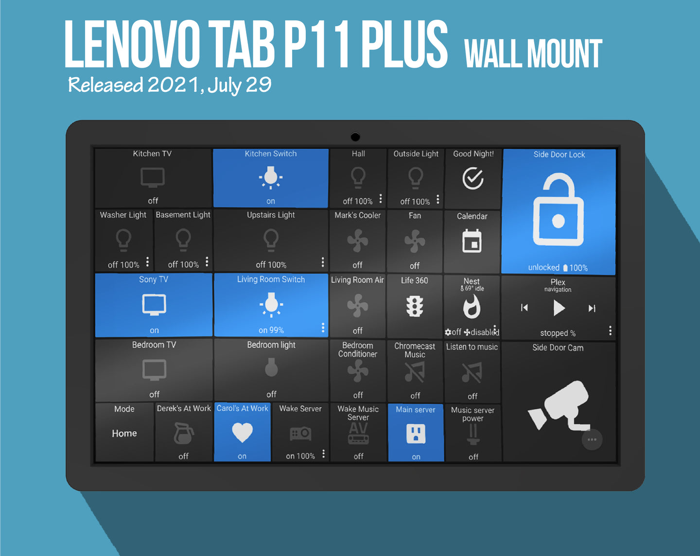 Lenovo Tab P11 Plus 11 Tablet Wall Mount – BLACK