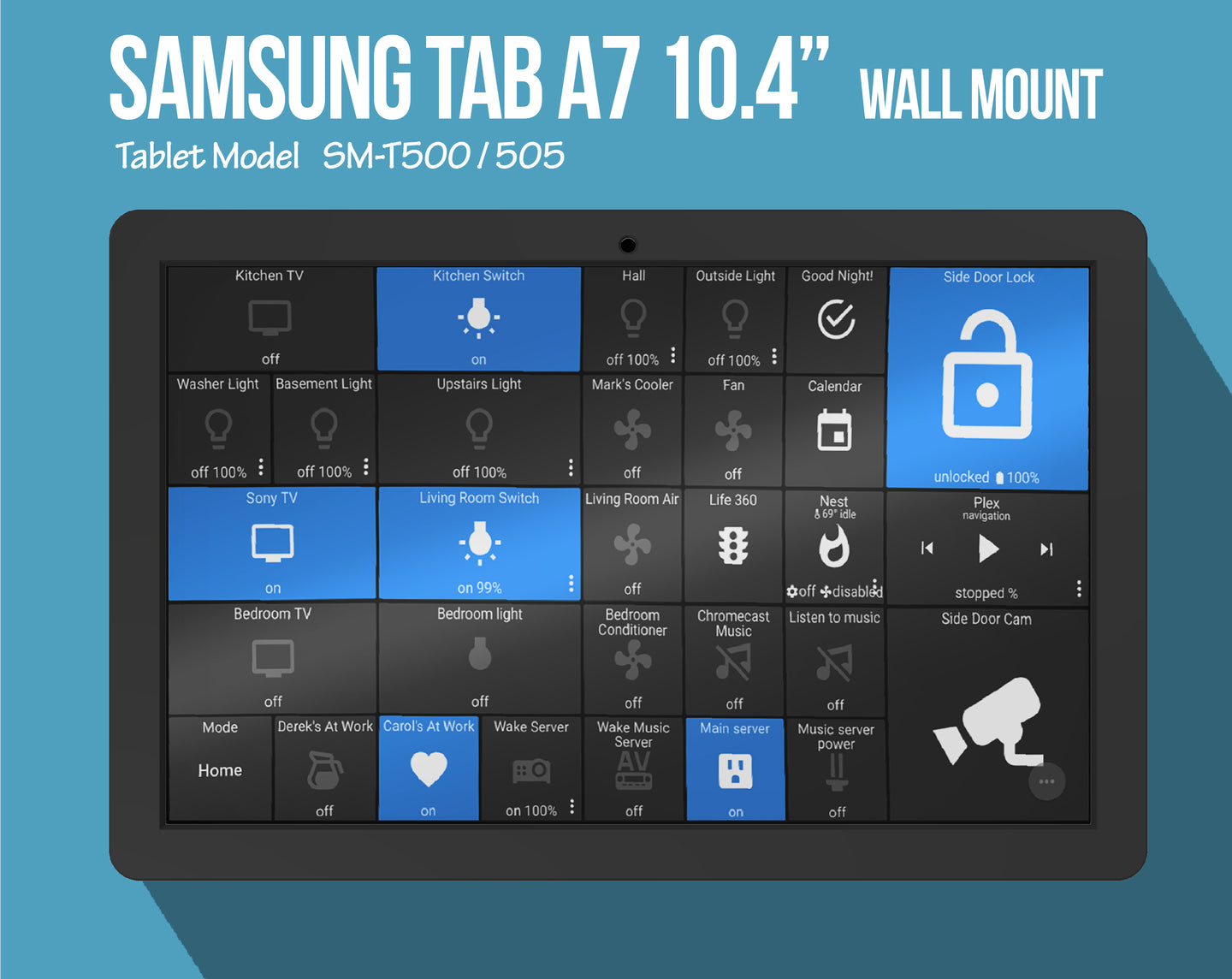 Samsung Tab A7 10.4 Tablet ( SM-T500 / 505 ) Wall Mount – BLACK