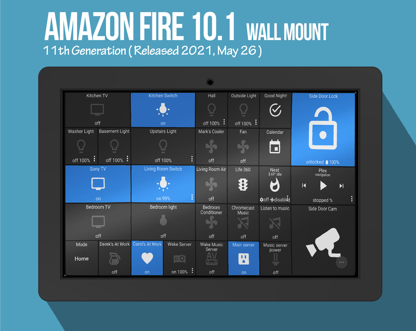 Amazon Fire HD 10 Tablet (11 Generation, 2021 model) Wall Mount – BLACK
