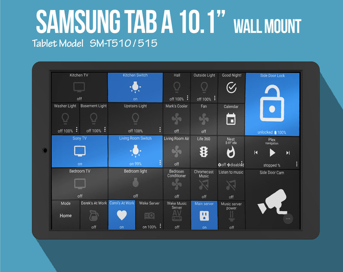 Samsung Tab A 10.1 Tablet ( SM-T510 / 515 ) Wall Mount – BLACK