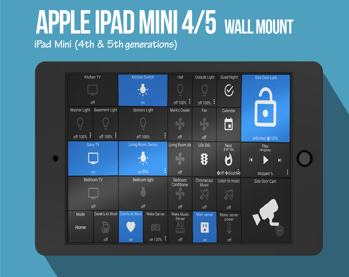 Apple iPad Mini 4 / 5 Tablet Wall Mount – BLACK